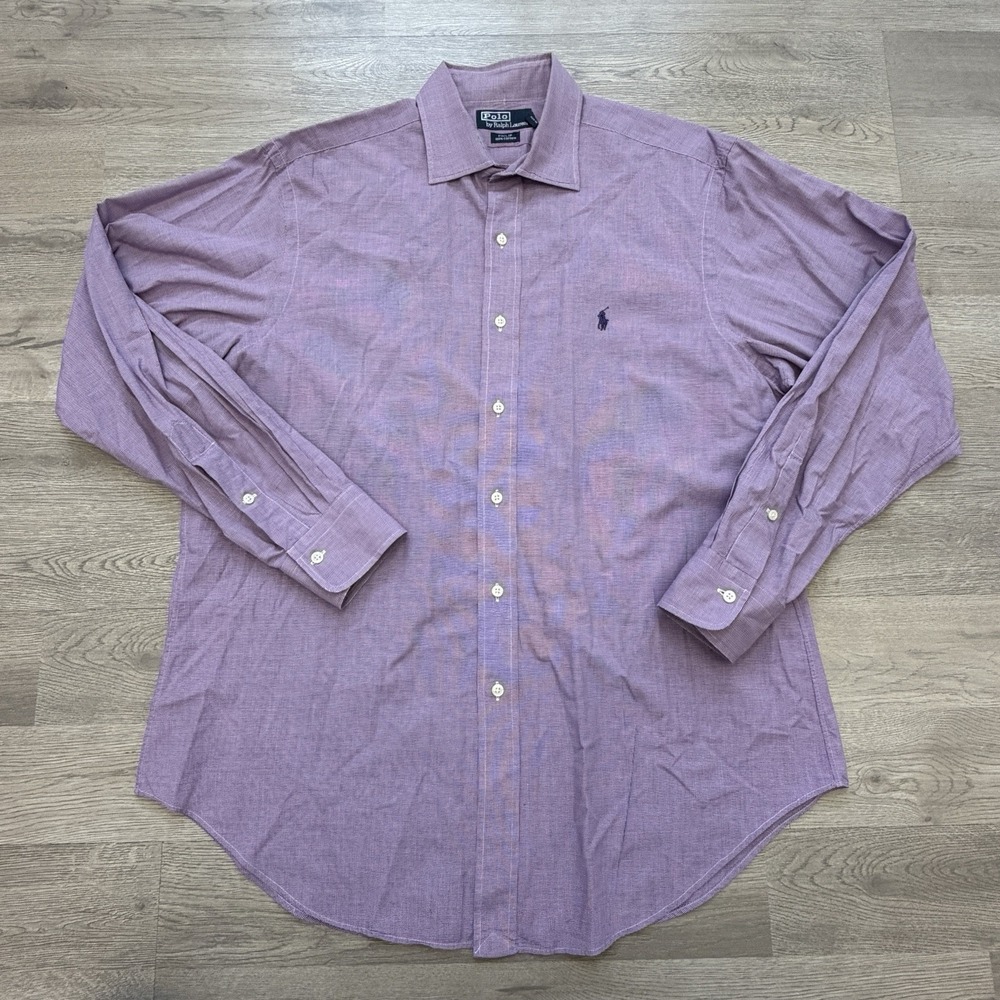 Polo Ralph Lauren Philip Dress Shirt Mens 16 34/35 Purple Lavender Check - Picture 2 of 9